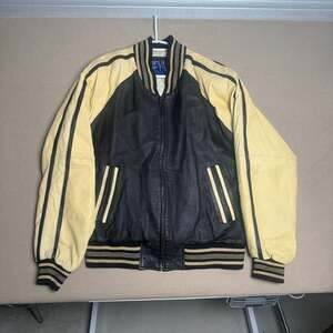 Beyond Leather Vintage Colorblock Leather Varsity Bomber Jacket